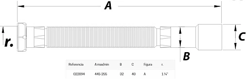 Слив гофрированный JIMTEN A-134 хром 1¼x32/40мм L=255-445мм 022094 Слив гофрированный JIMTEN A-134 хром 1¼x32/40мм L=255-445мм 022094