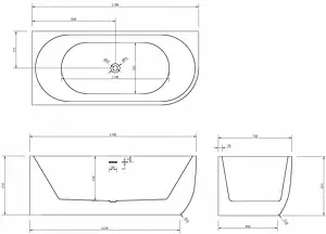 Ванна акриловая Abber 170x75 L AB9315 L, 2