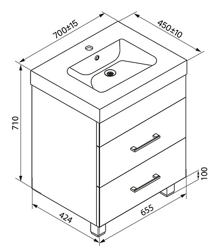 Тумба-умывальник напольная IDDIS New Custo 70 белый NCU70W0i95K