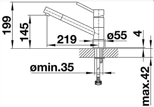 Смеситель для кухни Blanco Kano чёрный/хром 526175 Смеситель для кухни Blanco Kano чёрный/хром 526175