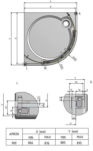 Душевое ограждение 900x900мм прозрачное стекло Roltechnik Ambient Line AMR2N/900 624-9000000-00-02