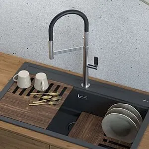 Смеситель для кухни с гибким изливом Omoikiri Osaka C-WH хром/белый 4994332, 4