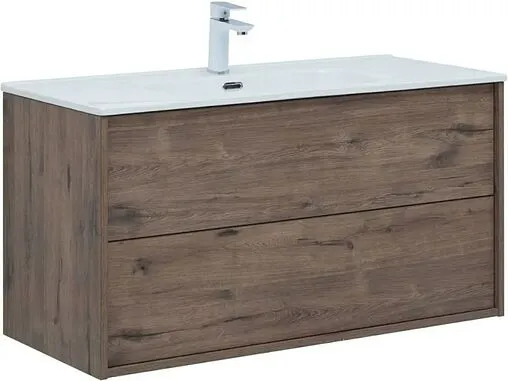 Тумба-умывальник подвесная Aquanet Lino 100 (Flat) дуб веллингтон 00287545+00254365