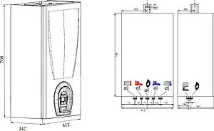 Настенный газовый котел двухконтурный турбированный 32кВт Federica Bugatti VARME 32 G32F1 Настенный газовый котел двухконтурный турбированный 32кВт Federica Bugatti VARME 32 G32F1, 2