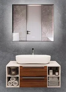 Зеркало с подсветкой Terminus Соренто 70x80 с подогревом чёрный 4673735600065 Зеркало с подсветкой Terminus Соренто 70x80 с подогревом чёрный 4673735600065, 1