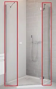 Комплект неподвижных сегментов 800x1000мм прозрачное стекло Radaway Essenza New PTJ 80 Z*100 S 385054-01-01, 1