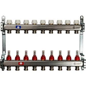 Группа коллекторная с расходомерами 9 отводов 1&quot;в/в x ¾&quot;ек Stout SMS 0917 000009, 1