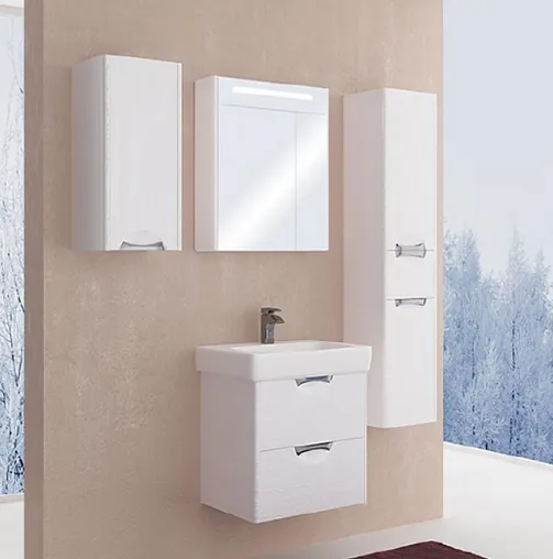 Шкаф-зеркало Aquaton Сильва 60 дуб полярный 1A216202SIW70