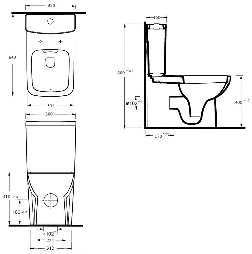 Унитаз-компакт безободковый с функцией биде beWash Starnberg белый 72453501