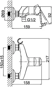 Смеситель для душа D&K Rhein Marx хром DA1393101 Смеситель для душа D&K Rhein Marx хром DA1393101, 2
