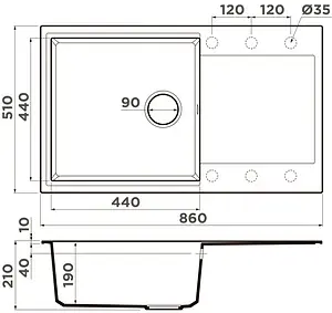 Мойка кухонная Omoikiri Daisen 86-PA пастила 4993696 Мойка кухонная Omoikiri Daisen 86-PA пастила 4993696, 2