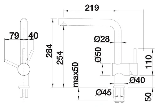 Смеситель для кухни с выдвижным изливом Blanco Linus-S хром 512402