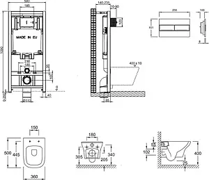 Комплект 5 в 1 Jacob Delafon Vox E21746RU-00 с кнопкой E4316-CP хром глянцевый, 2