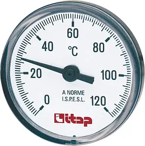 Термометр биметаллический Itap 80мм 120°С гильза 100мм ½&quot; 493B01280P, 1