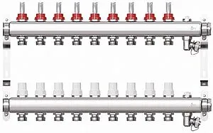 Группа коллекторная с расходомерами 9 отводов 1"в/в x ¾"ек STI CM09F Группа коллекторная с расходомерами 9 отводов 1"в/в x ¾"ек STI CM09F, 1