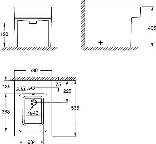 Биде напольное Grohe Cube Ceramic белый 3948700H