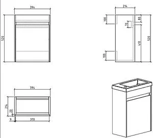 Тумба-умывальник подвесная BelBagno PIETRA MINI 40 R Bianco Lucido PIETRA MINI-400-1A-SO-BL-R+BB-460-PM-LVB Тумба-умывальник подвесная BelBagno PIETRA MINI 40 R Bianco Lucido PIETRA MINI-400-1A-SO-BL-R+BB-460-PM-LVB, 2