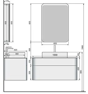 Тумба-умывальник подвесная Raval Pure 100 белый Pur.01.100/P/W+У18293 Тумба-умывальник подвесная Raval Pure 100 белый Pur.01.100/P/W+У18293, 2
