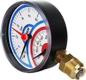 Термоманометр радиальный Elsen 80мм 6 бар 120°С ½&quot; ETM80.06, 4