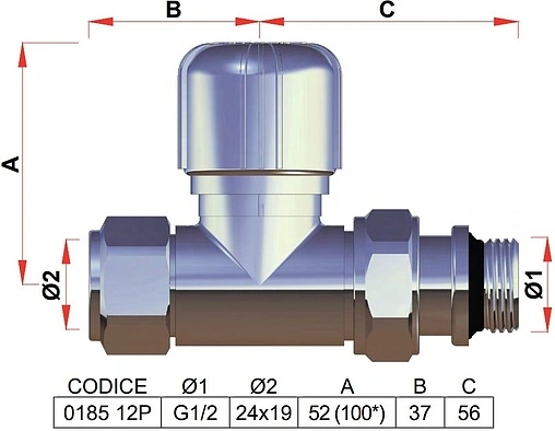 Вентиль терморегулирующий прямой M24x19 x ½&quot;н LadyFAR серебро FL 0185 12P
