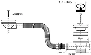 Выпуск для мойки с прямоугольным переливом Mc Alpine полированная сталь ORH2-70 Выпуск для мойки с прямоугольным переливом Mc Alpine полированная сталь ORH2-70, 2