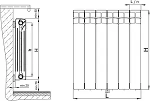 Радиатор биметаллический 4 секции нижнее правое подключение Rifar Monolit Ventil 500 черный RMVRF50004 ant Радиатор биметаллический 4 секции нижнее правое подключение Rifar Monolit Ventil 500 черный RMVRF50004 ant, 3