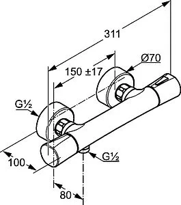 Термостат для душа Kludi Zenta хром 351000538 Термостат для душа Kludi Zenta хром 351000538, 2