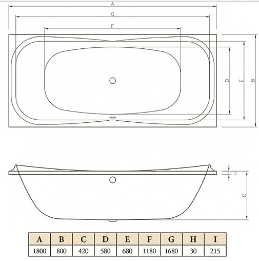 Ванна акриловая C-bath Kronos 180x80 CBQ013001