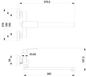 Смеситель для ванны с длинным изливом Osgard Kalti хром 62223, 2