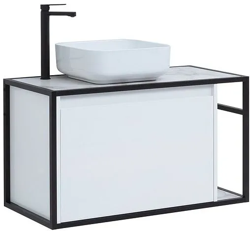 Тумба-умывальник подвесная Aquanet Nova Lite LOFT 90 L белый глянец 00261652+