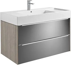 Тумба-умывальник подвесная Roca Inspira 100 зеркальный/тёмный дуб 851077403 Тумба-умывальник подвесная Roca Inspira 100 зеркальный/тёмный дуб 851077403, 1