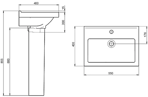 Раковина Santeri Визит 55 белый 1.3115.3.S00.11B.0