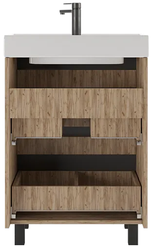 Тумба-умывальник напольная Домино Bruno 60 графит/дуб вотан DBr2901T+4607152361674