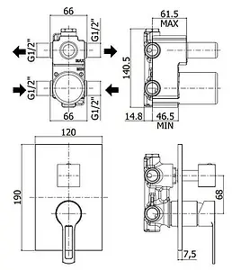 Смеситель для ванны скрытого монтажа Paffoni Ringo хром RIN018CR/M, 2
