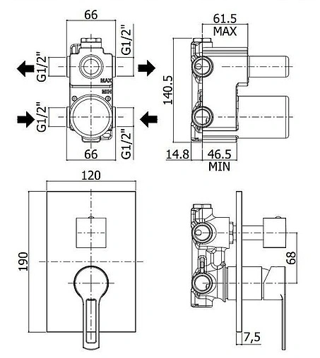 Смеситель для ванны скрытого монтажа Paffoni Ringo хром RIN018CR/M Смеситель для ванны скрытого монтажа Paffoni Ringo хром RIN018CR/M