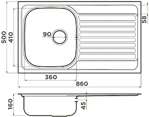 Мойка кухонная Omoikiri Kashiogawa 86-IN нержавеющая сталь 4993453, 2