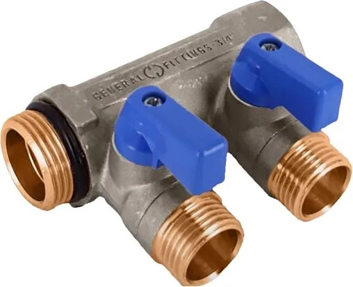 Коллектор запорный проходной 2 отвода синий 1&quot;в/н x ½&quot;н General Fittings 6200R6N1004B2A