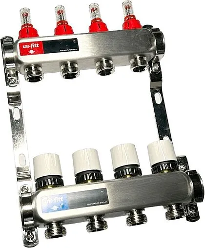 Группа коллекторная с расходомерами 3 отвода 1&quot;в/в x ¾&quot;ек Uni-fitt TECHNO 450W4303