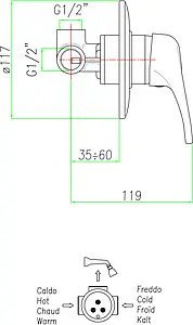 Смеситель для душа скрытого монтажа Fiore Planet хром 37CR1300, 2