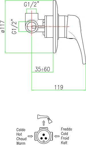Смеситель для душа скрытого монтажа Fiore Planet хром 37CR1300 Смеситель для душа скрытого монтажа Fiore Planet хром 37CR1300