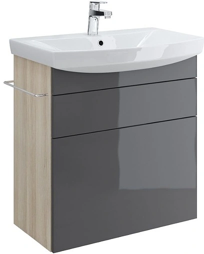 Тумба-умывальник Cersanit Smart 70 серый/ясень B-SU-SMA-CA70/Gr+S-UM-CAR60/1-w