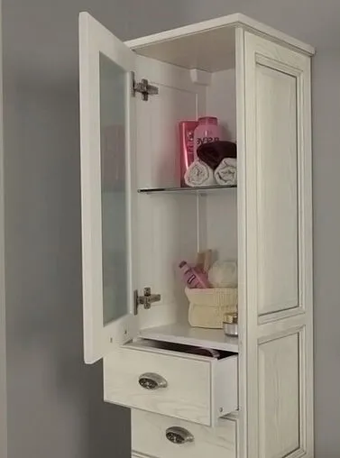 Шкаф-пенал напольный Aquaton Жерона 35 L белое серебро 1A158903GEM2L