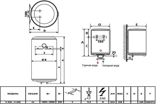 Водонагреватель накопительный электрический Baxi 30 V 530 A7110906