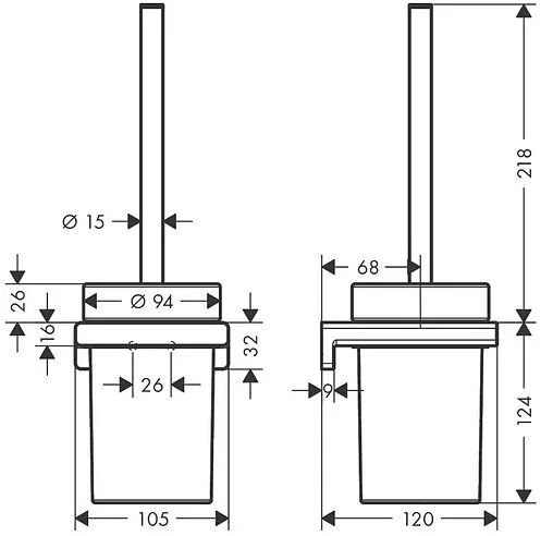 Ёршик для унитаза Hansgrohe AddStoris чёрный матовый 41752670