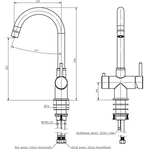 Смеситель для кухни с подключением к фильтру Swedbe Selene Carbo нержавеющая сталь 8240 Смеситель для кухни с подключением к фильтру Swedbe Selene Carbo нержавеющая сталь 8240, 2