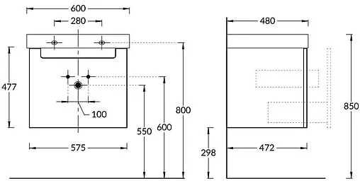 Тумба-умывальник подвесная Kerama Marazzi Buongiorno 60 белый BGN.60.1\WHT+BG.wb.60