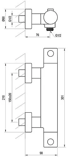 Термостат для душа Ravak Puri чёрный матовый X070188 Термостат для душа Ravak Puri чёрный матовый X070188