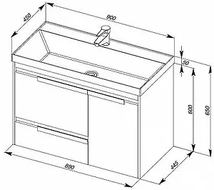 Тумба-умывальник Aquanet Тиволи 90 белый 00180056+00179396, 2