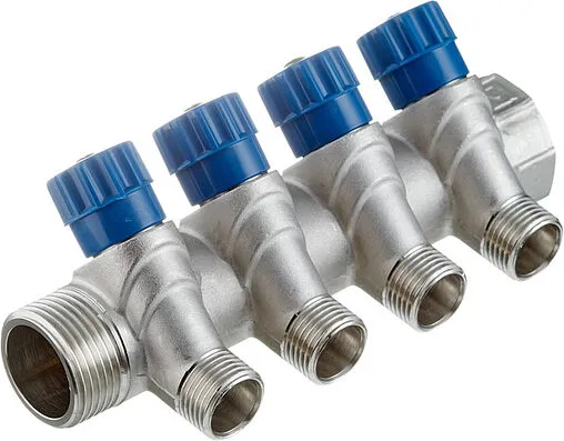 Коллектор регулирующий проходной 4 отвода 1&quot;в/н x ½&quot;к Valtec VTc.560.N.0604