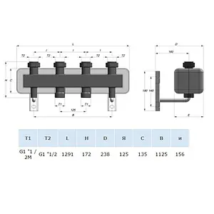 Коллектор распределительный 5 контуров 1½"н x 1½"нг Barberi P72 040 005 Коллектор распределительный 5 контуров 1½"н x 1½"нг Barberi P72 040 005, 2